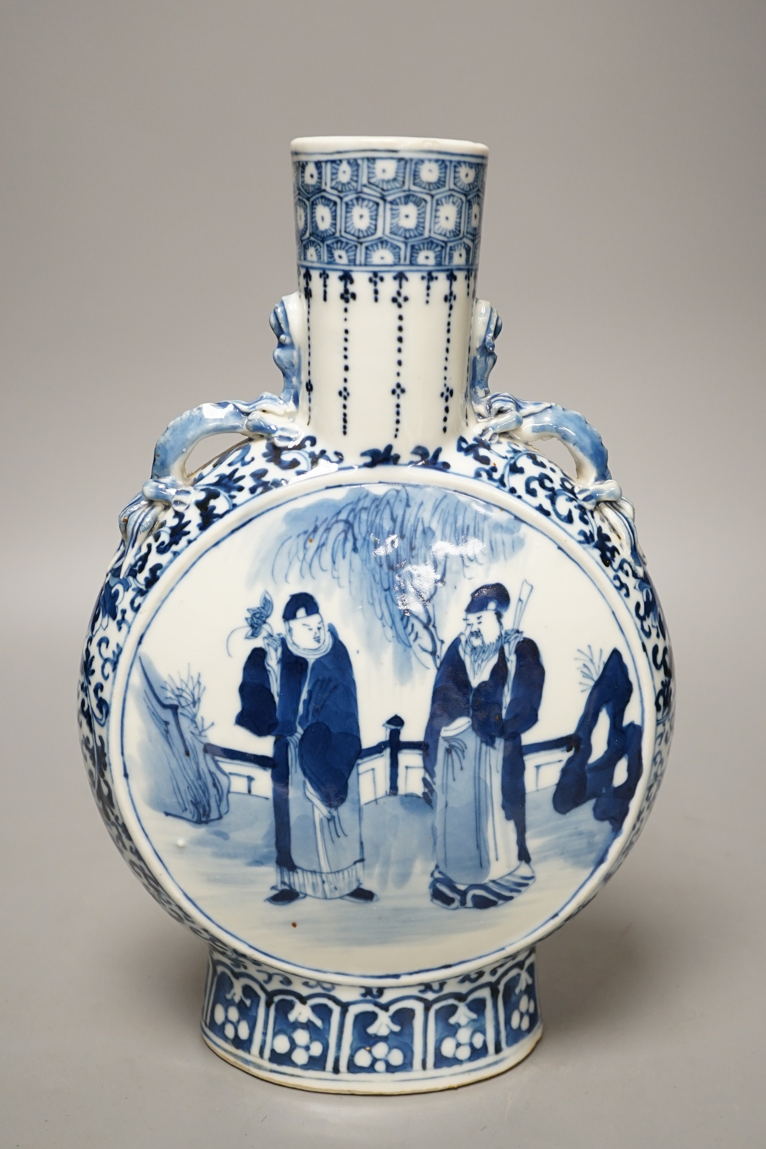 A 19th century Chinese blue and white moonflask 30.5cm